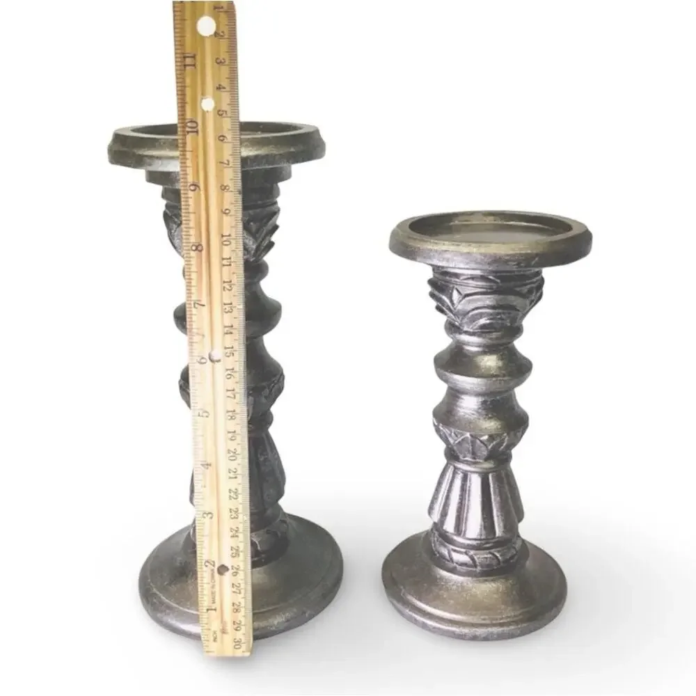 Elements Set of 2 Asst Resin Candle Holders